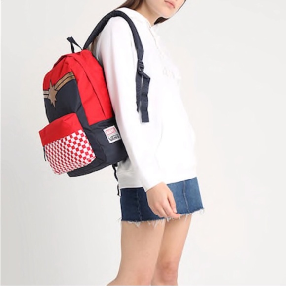 VANS&Marvel Captain Backpack Racing Red AUTHENTIC - Picture 2 of 8